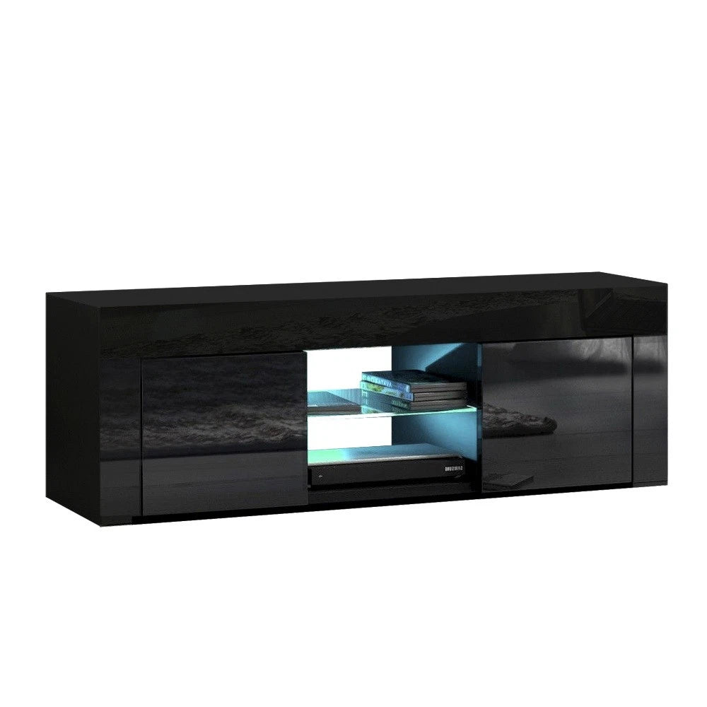 Artiss Entertainment Unit TV Cabinet LED RGB 130cm Storage Drawers Black Angus