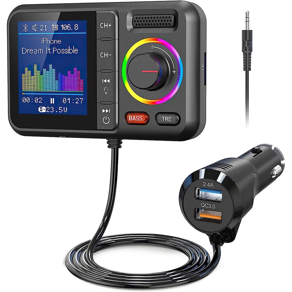 Bluetooth 5.0 Wireless Radio Car FM Transmitter Dual USB Charger MP3 Player