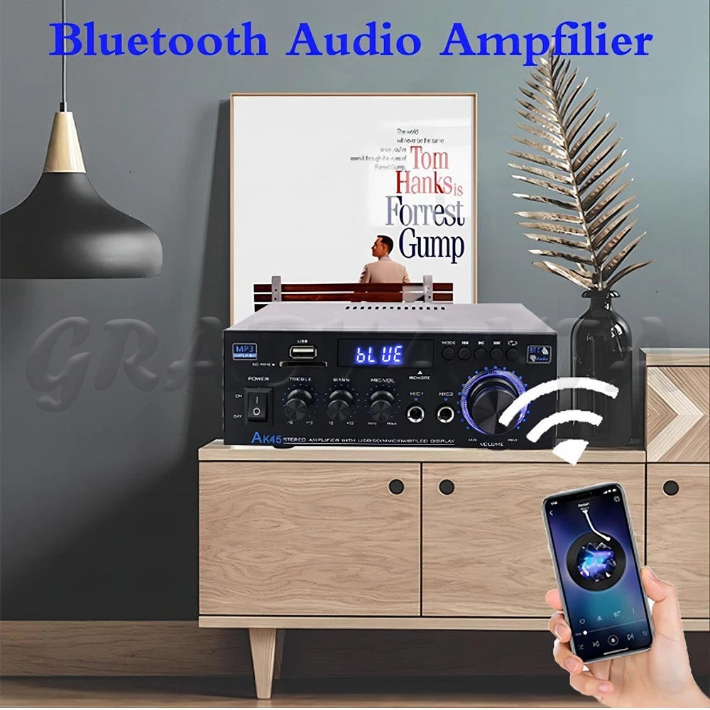 600W 2 Channel Bluetooth Mini HIFI Power Amplifier Audio Stereo Amp Home Car FM