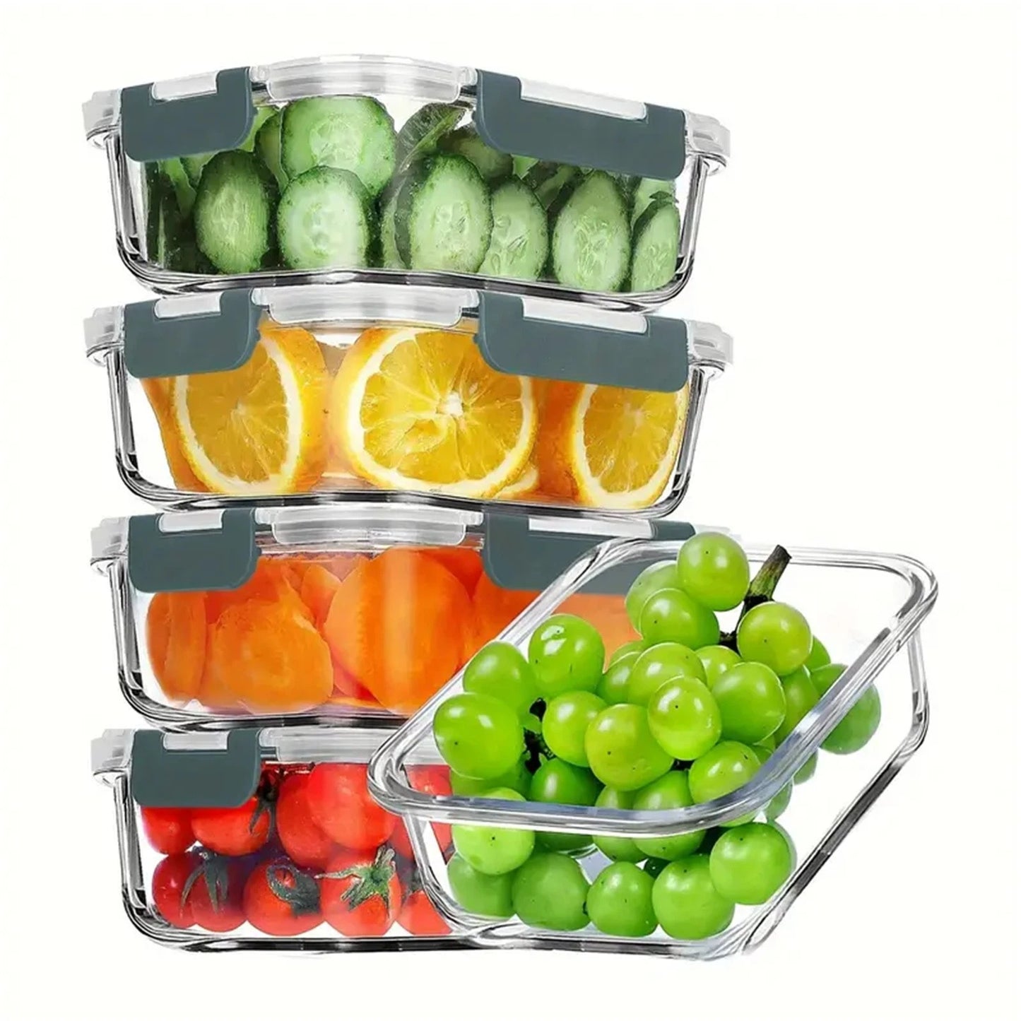 10PCS Pack Glass Food Storage Containers With Lids Airtight Leak Meal Prep Glass