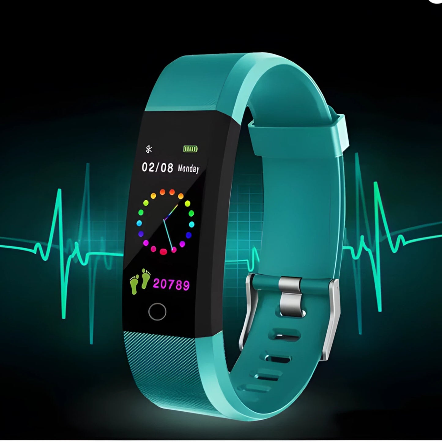 Bluetooth Fitness Tracker Smart Watch Heart Rate Monitor Step Counter Waterproof