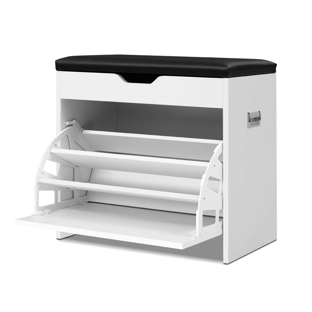 Artiss Shoe Rack Storage Cabinet Bench Organiser Storage Cupboard 3-tier White