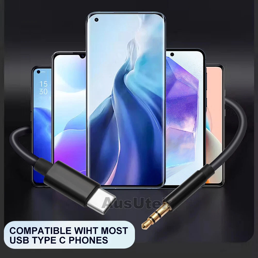 Type C USB-C to 3.5mm Male Audio AUX Cable Adapter For iPhone 15 16 17 Samsung