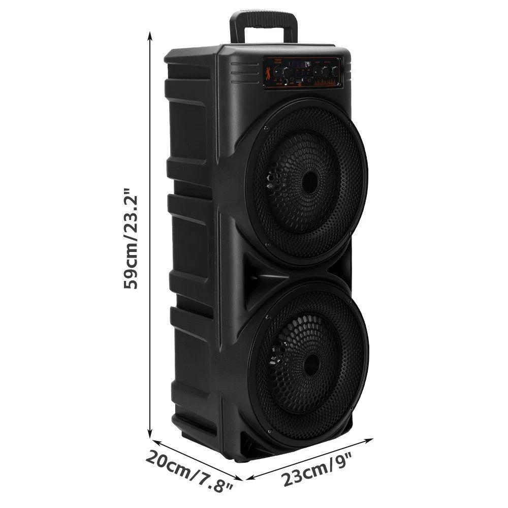 5000W Dual 8.5'' Bluetooth Speaker Sub Woofer Heavy Bass Sound System Party &Mic