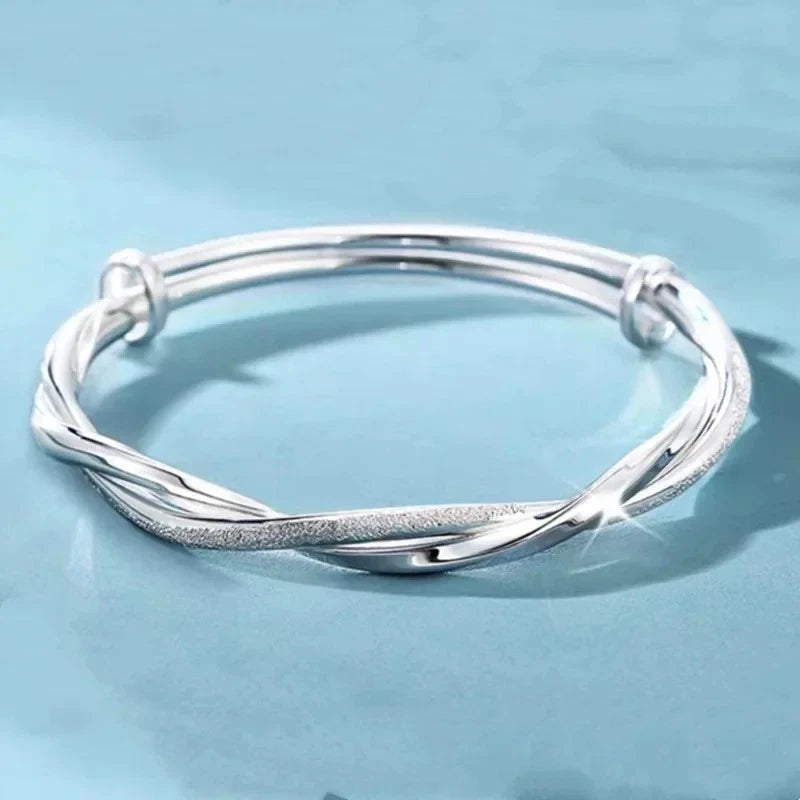925 Sterling Silver Weave Bracelet – Adjustable Bangle for Women