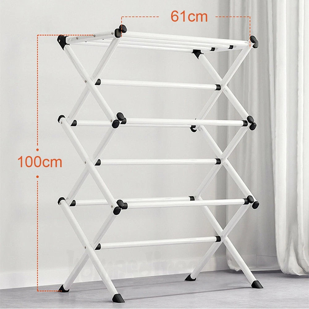 6 Tiers Foldable Garment Hanger Clothes Airer Drying Rack Laundry Support Horse