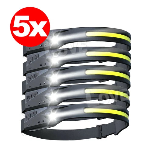 Waterproof COB LED Motion Sensor Head Torch Headlight USB Rechargeable Headlamp
