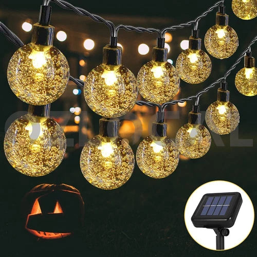 100/200LED Solar Globe String Lights Fairy Outdoor Festoon Party Garden Decor