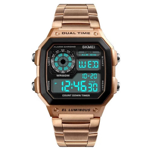 Men Digital LED Watch Date Waterproof Stainless Steel Military Sport Wrist Watch