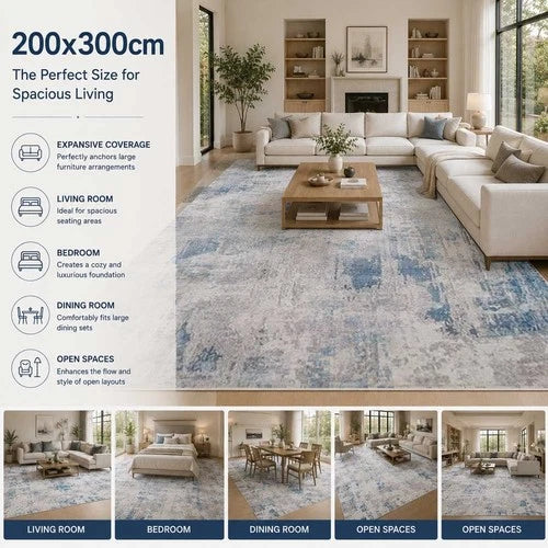 Modern Abstract Area Rug Soft No Slip Floor Carpet Living Room Bedroom Large Mat