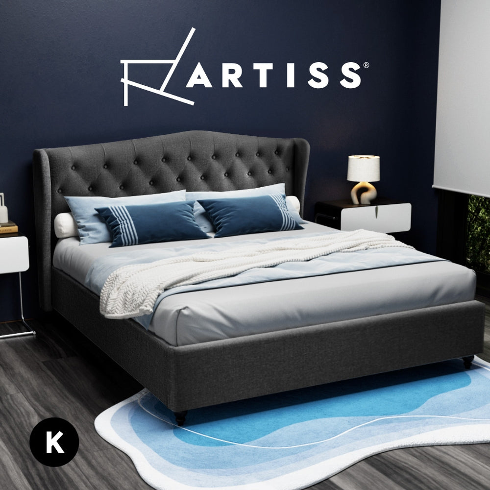 Artiss Bed Frame Double Queen King Size Base Mattress Platform Fabric Wooden