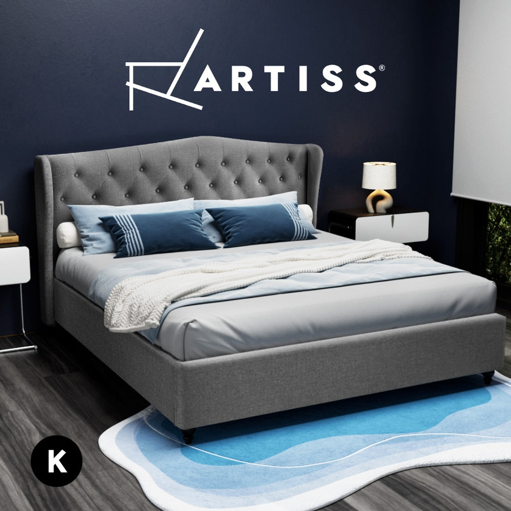 Artiss Bed Frame Double Queen King Size Base Mattress Platform Fabric Wooden