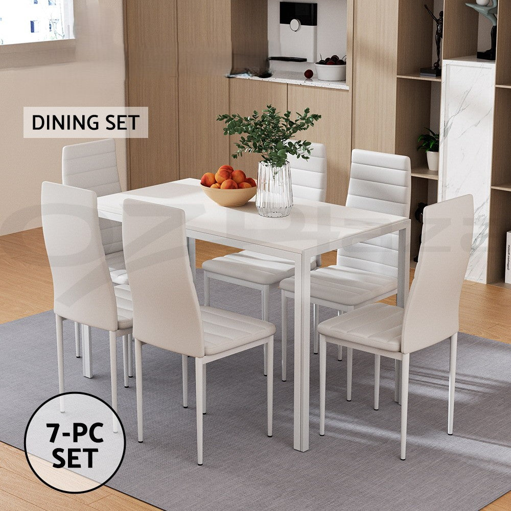 Artiss Dining Tables and Chairs Dining Set 5/7 Pieces Wooden Table Leather Chair