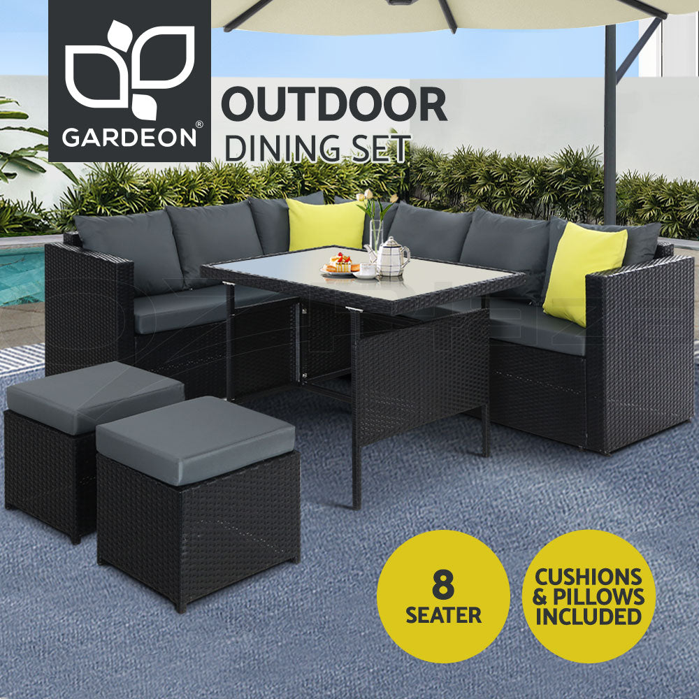 Gardeon 8 Seater Outdoor Dining Set Patio Table Chair Lounge Setting Wicker