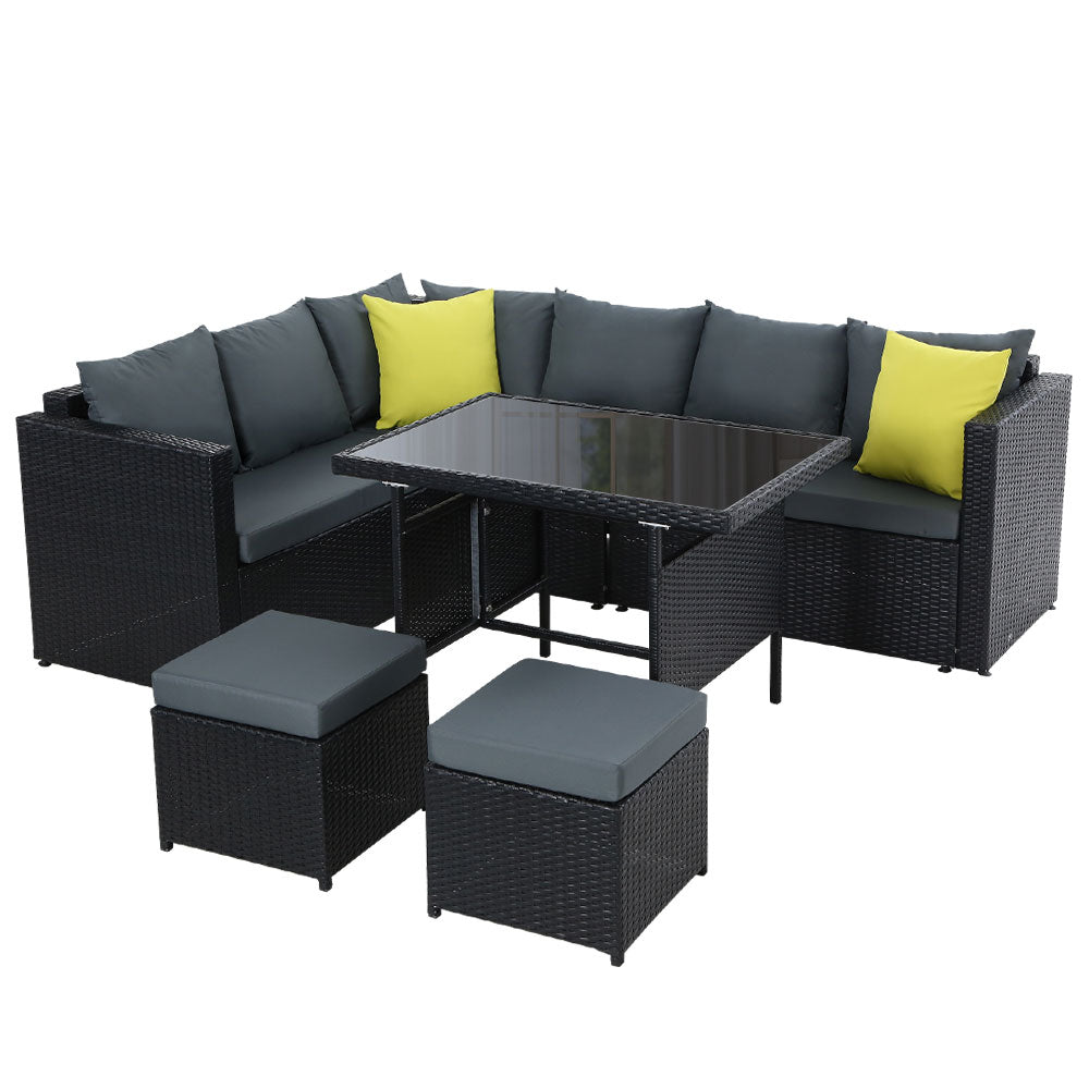 Gardeon 8 Seater Outdoor Dining Set Patio Table Chair Lounge Setting Wicker