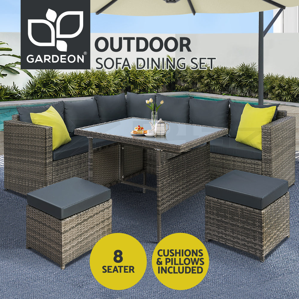Gardeon 8 Seater Outdoor Dining Set Patio Table Chair Lounge Setting Wicker
