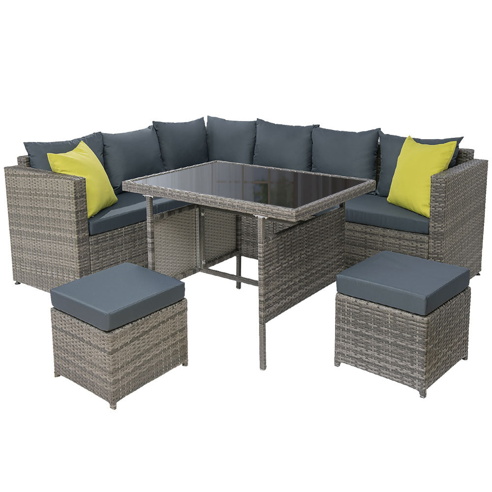 Gardeon 8 Seater Outdoor Dining Set Patio Table Chair Lounge Setting Wicker