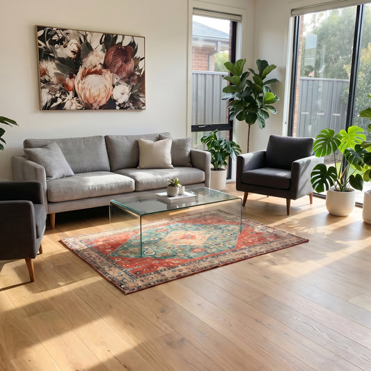 Marlow Floor Rug Vintage 6mm Polyester Washable Area Rugs Plush TPR Non Slip