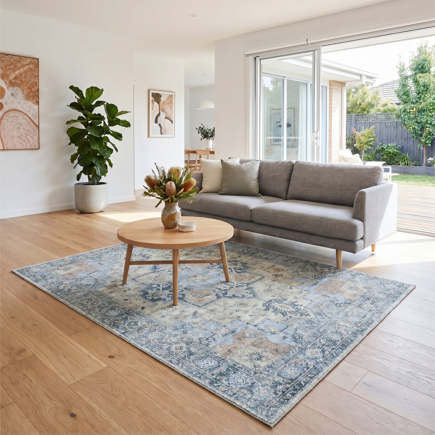 Marlow Floor Rug Vintage 6mm Polyester Washable Area Rugs Plush TPR Non Slip