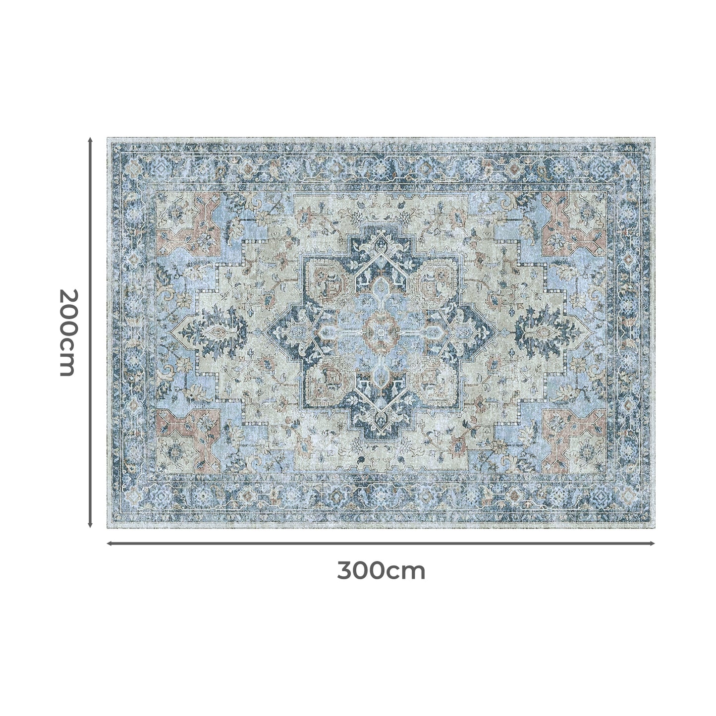 Marlow Floor Rug Vintage 6mm Polyester Washable Area Rugs Plush TPR Non Slip