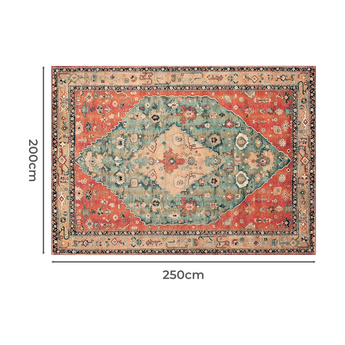 Marlow Floor Rug Vintage 6mm Polyester Washable Area Rugs Plush TPR Non Slip