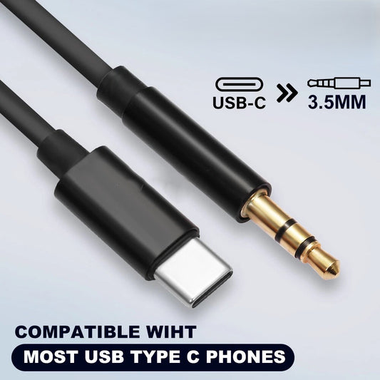 Type C USB-C to 3.5mm Male Audio AUX Cable Adapter For iPhone 15 16 17 Samsung