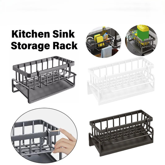 Kitchen Sink Caddy Storage Organizer Steel Sponge Soap Brush Holder Faucet Rack