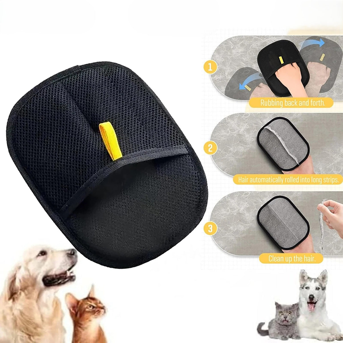 Pets Grooming Glove Double Sided Pet Hair Remover Gloves for Dog Cat Reusable AU