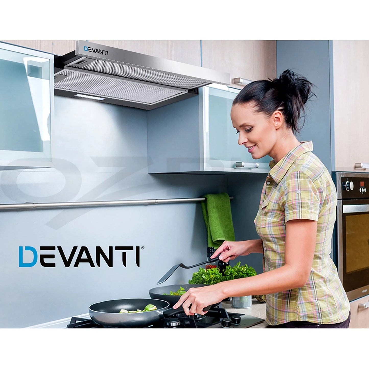 Devanti 600mm Range Hood 60cm Slide out Rangehood Kitchen Canopy Stainless Steel