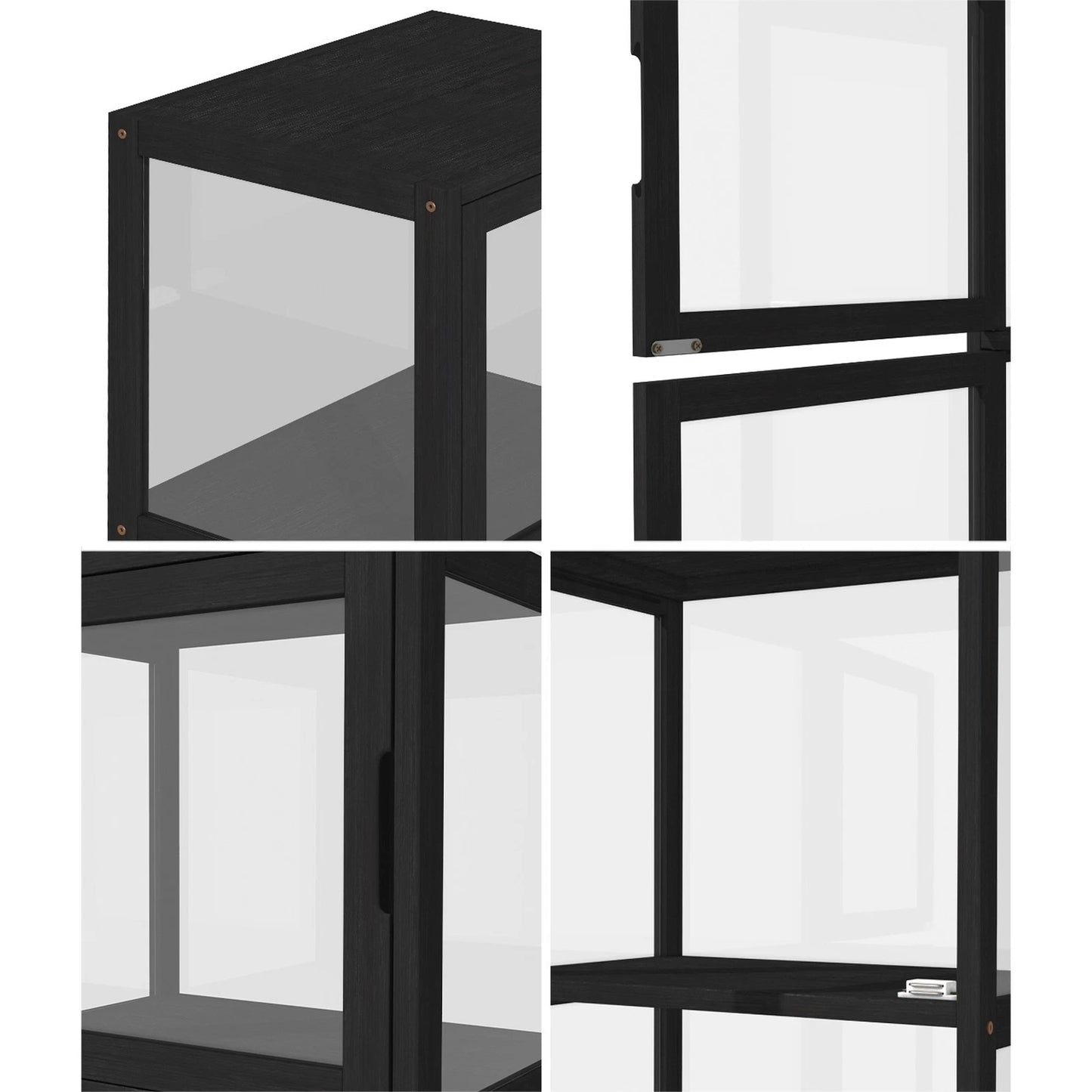 Oikiture Display Cabinet 5-Tier Slim Storage Shelves Clear Bookcase Rack