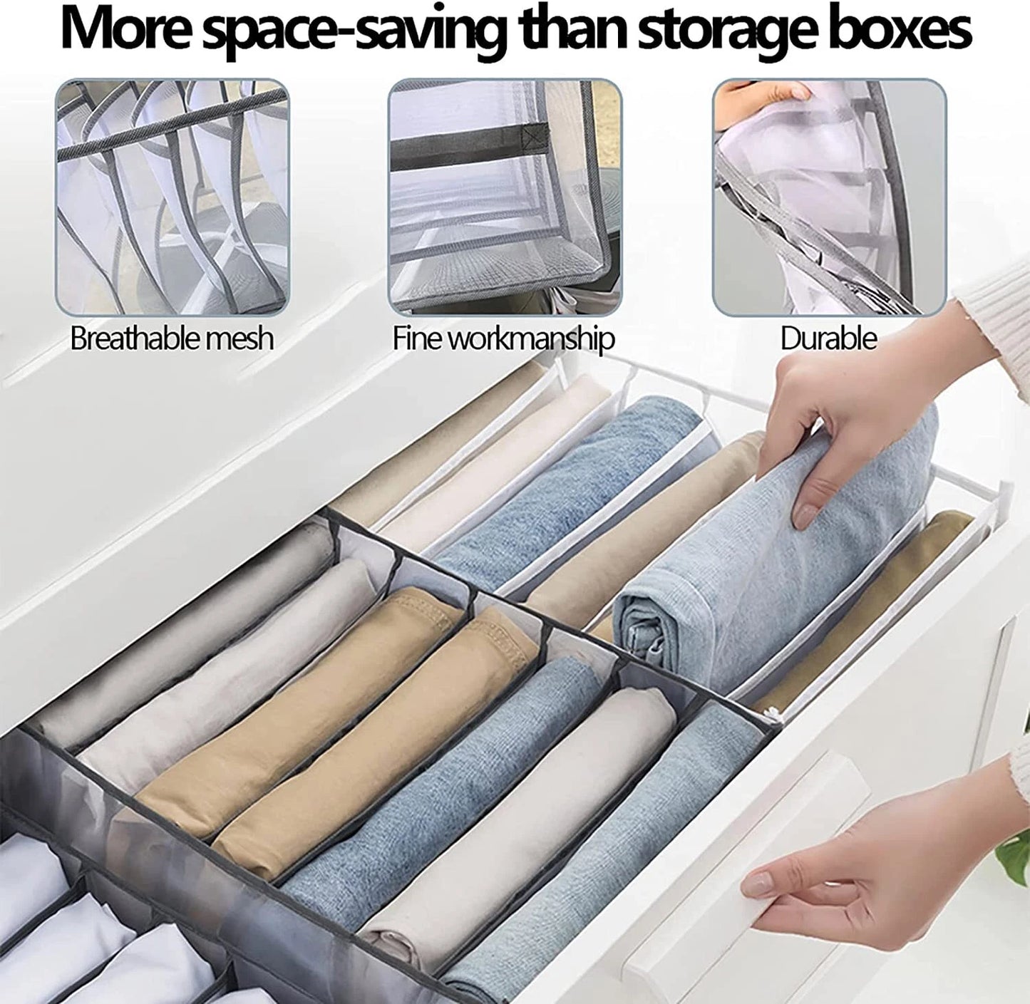 Foldable Clothes Drawer Organizer Mesh Storage Box Closet Wardrobe Jeans T-Shirt