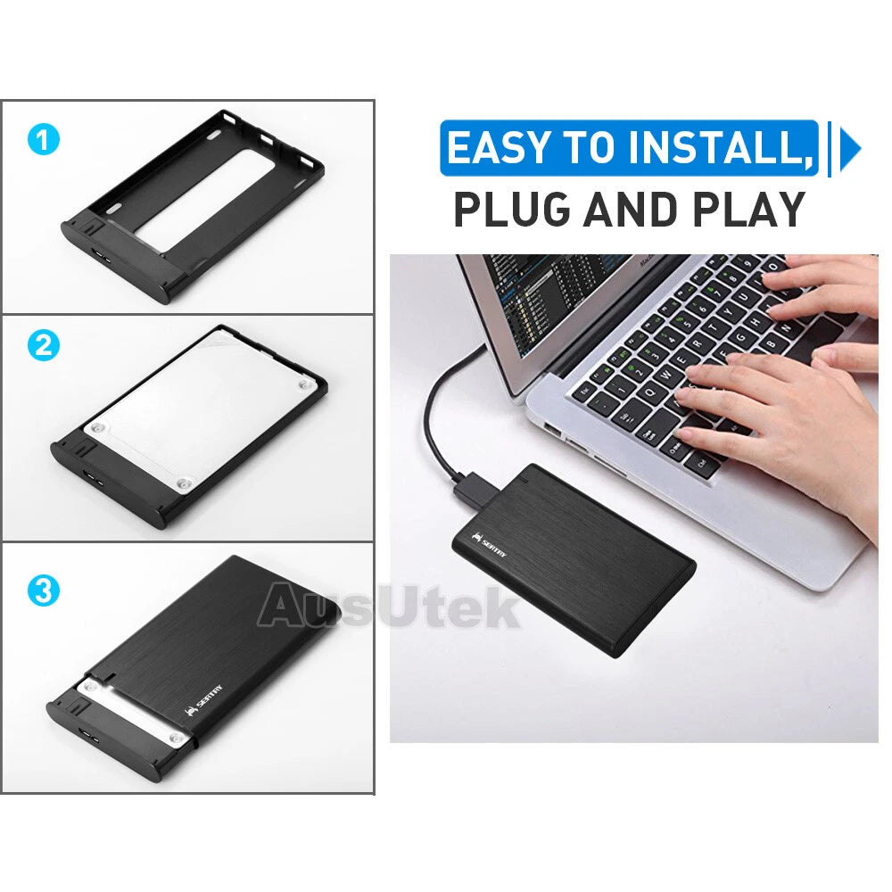Aluminum USB 3.0 Hard Drive 2.5" SATA HDD SSD External Slim Enclosure Case
