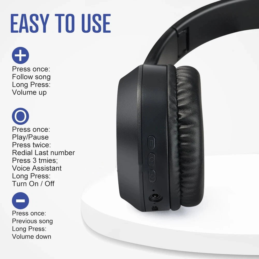 Wireless Headphones Bluetooth Earphones Headset Rechargeable with Mic