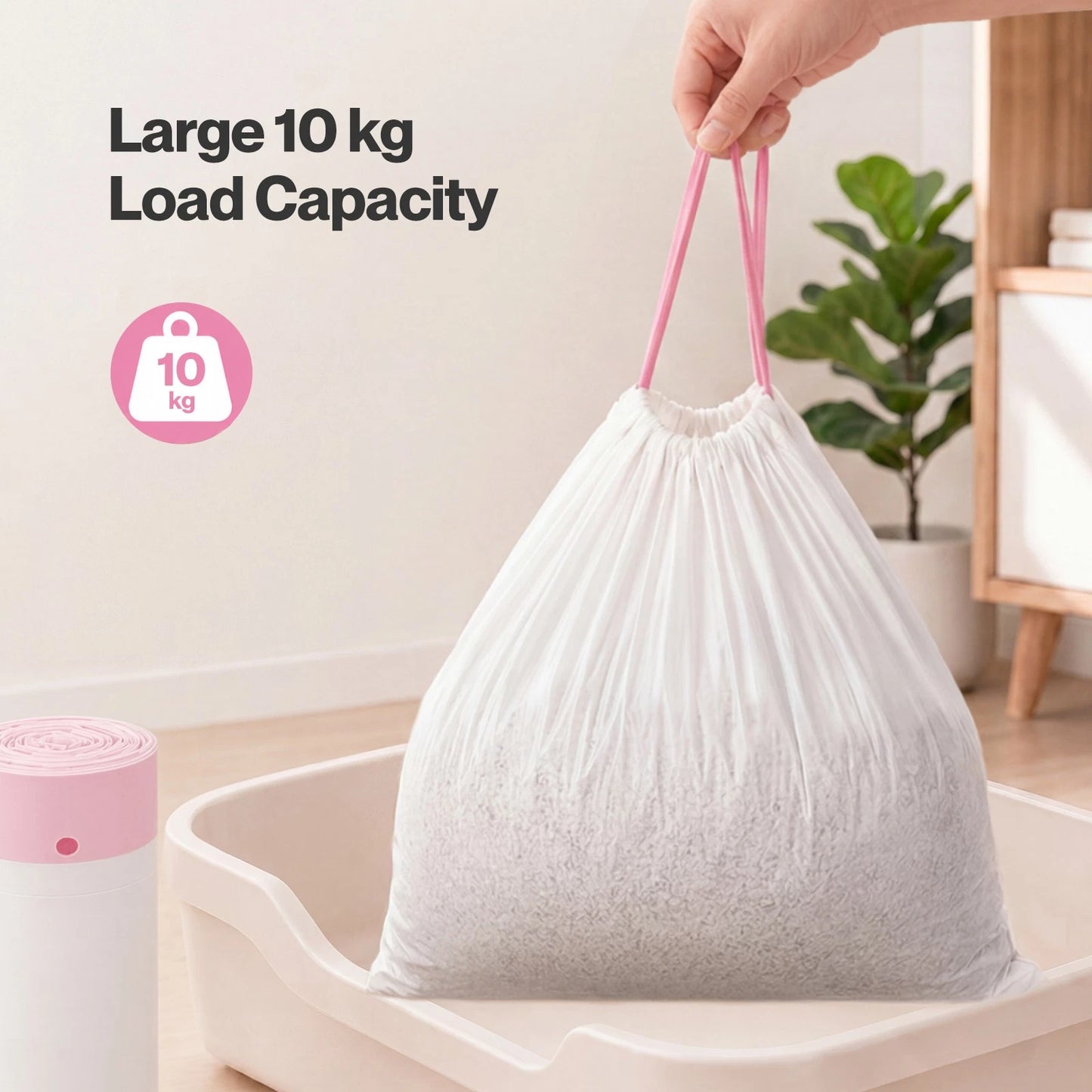 Pawz Cat Litter Bags 30 Pcs 94 x 45cm Drawstring 10kg HDPE White Pink