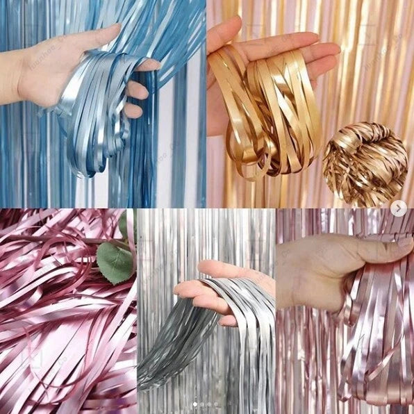 2M Metallic Fringe Tinsel Curtain Foil Backdrop Streamer Event Party Drop AUS