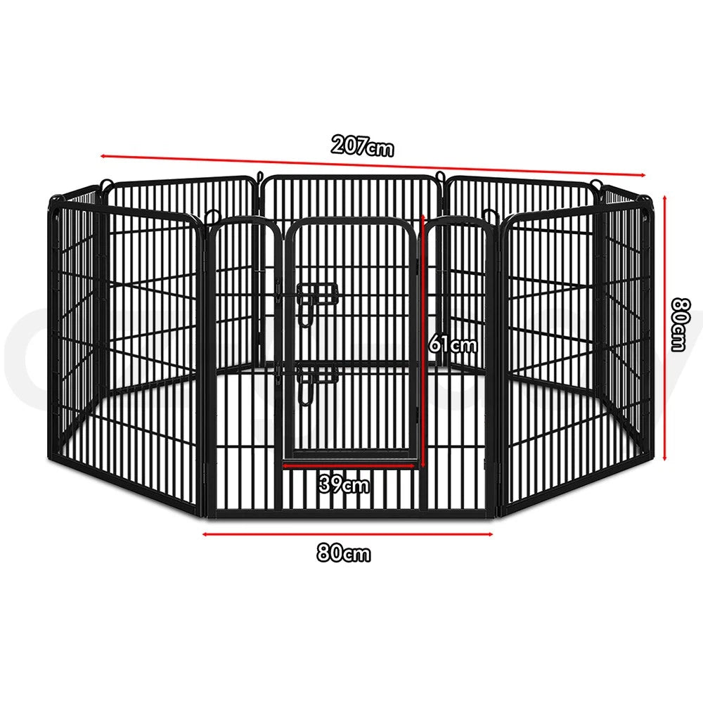 BEASTIE Dog Playpen Pet Fence Cage 8 Panel Metal Enclosure Puppy Exercise 32"
