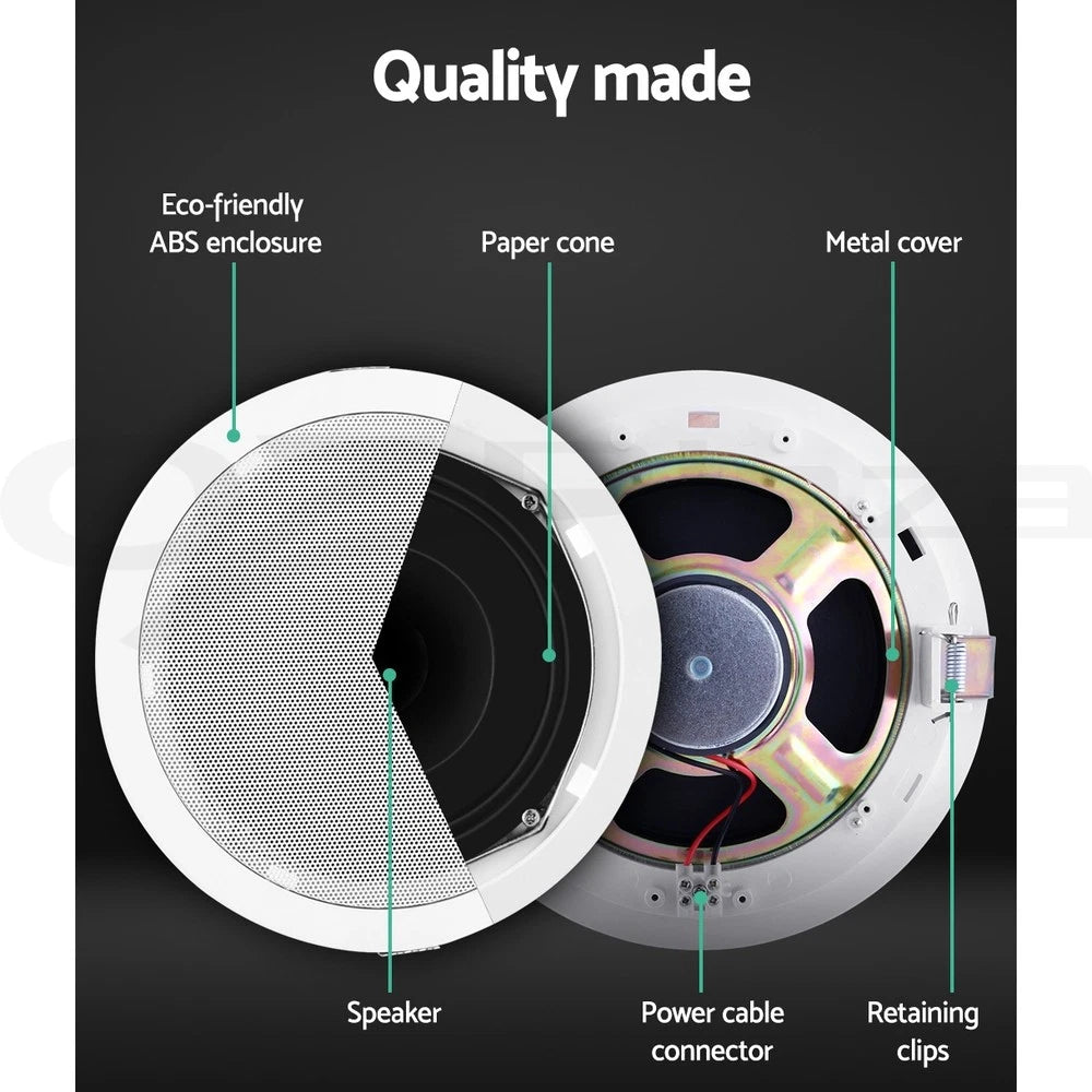 Giantz 6''Ceiling Speakers In Wall Speaker Home Audio Stereos Tweeter 2pcs