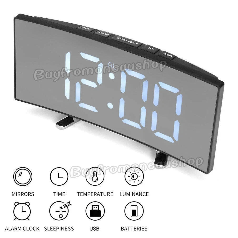 VOVOWOO Large Led Digital Clock Bedside Table Alarm Clock Temperature Time Decor