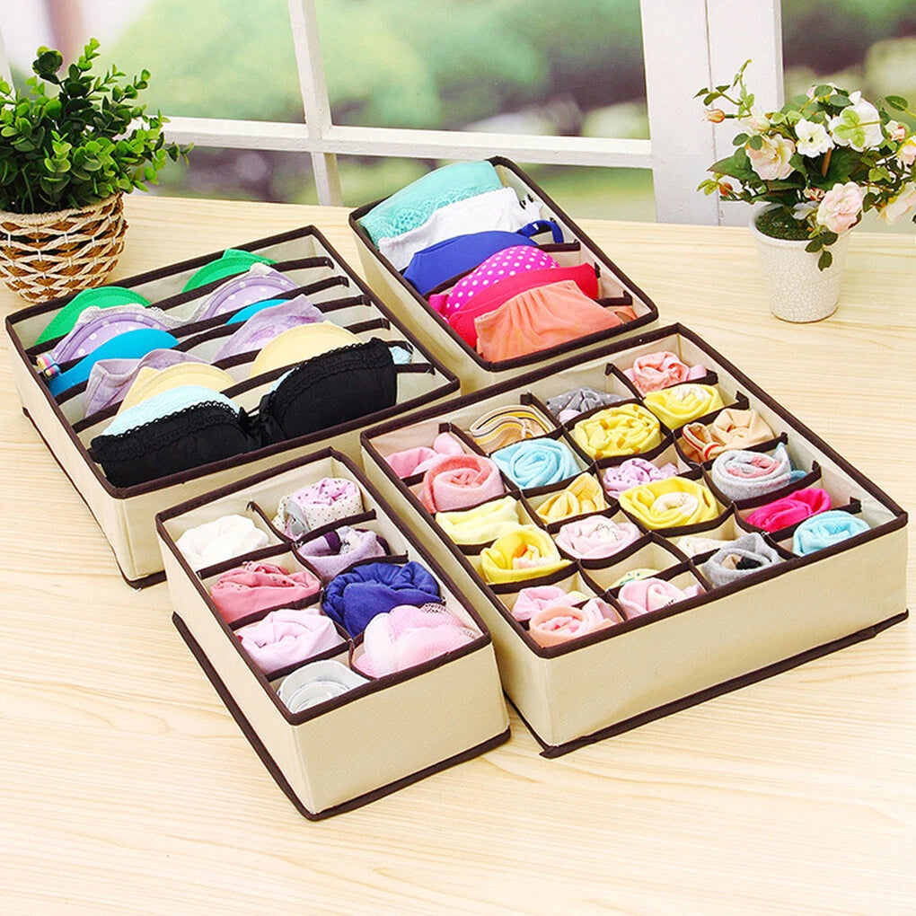 Foldable Storage Drawer Organizer Bra Underwear Closet Divider Kit 4 PCS/SET