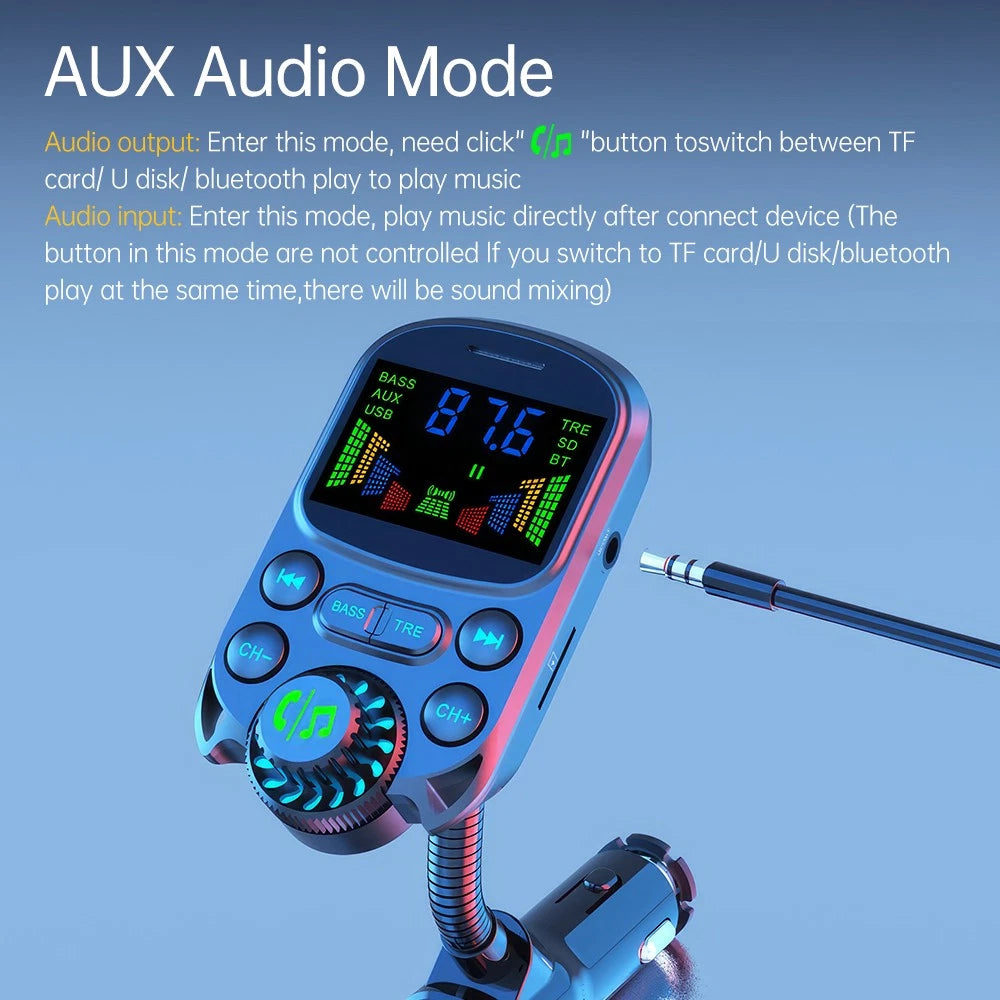 Bluetooth 5.3 Radio Car Kit Wireless FM Transmitter with USB Charger MP3 Player