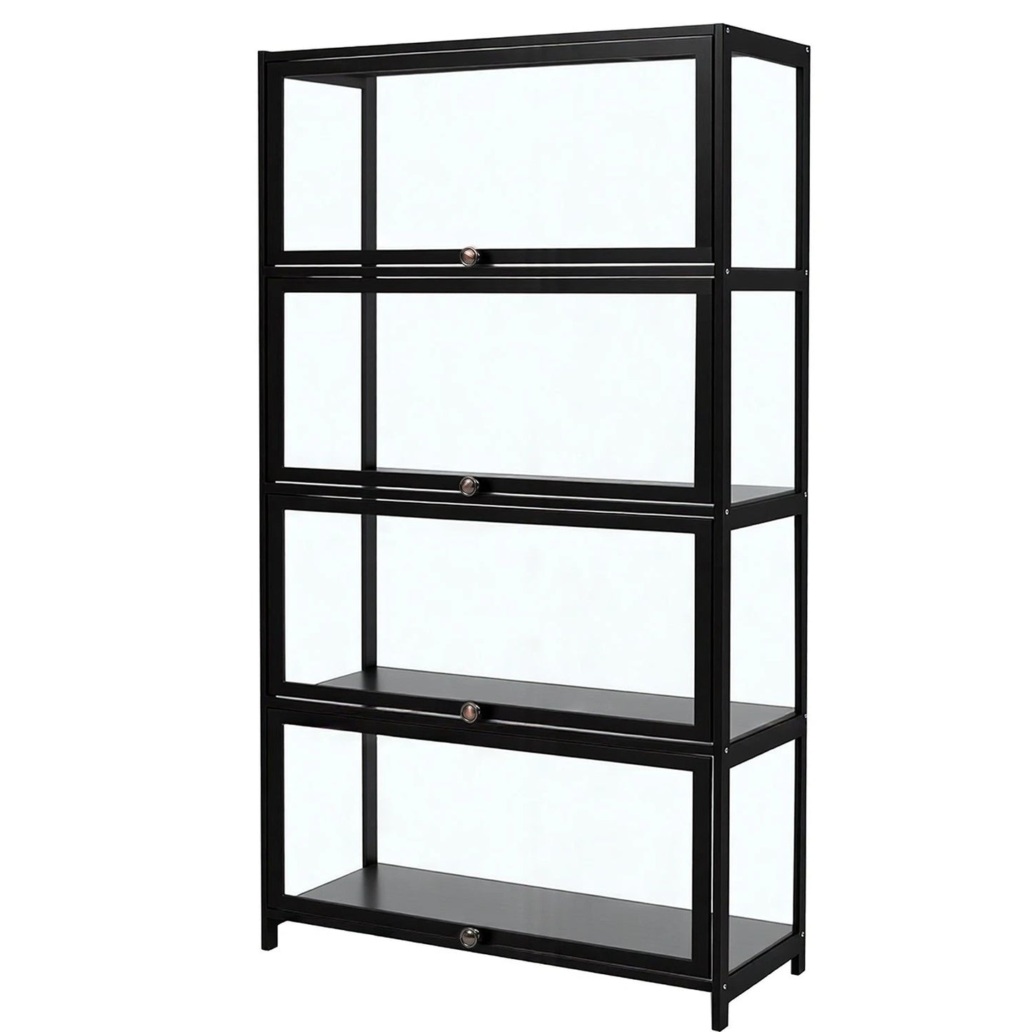 Display Cabinet Storage Shelves Clear Bookcase Wine Wood Rack Stand 3/4/5 Tier