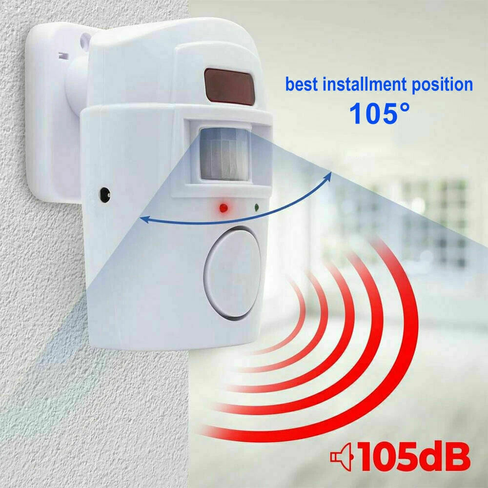 2 x Wireless PIR Motion Sensor Alarm & Remote Controls Home Caravan Garage Shed