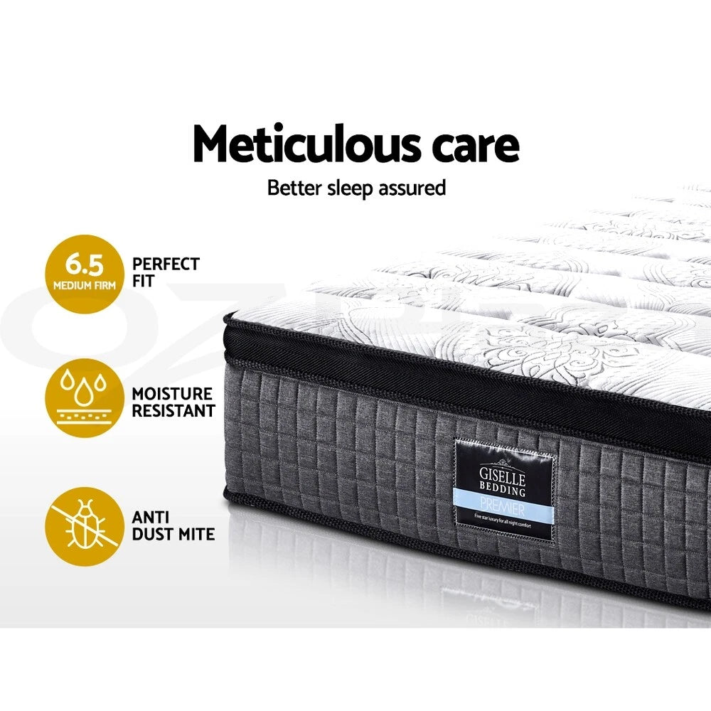 Giselle Mattress 9 Zone Queen Pocket Spring Latex Foam Medium Firm 34cm ALL SIZE