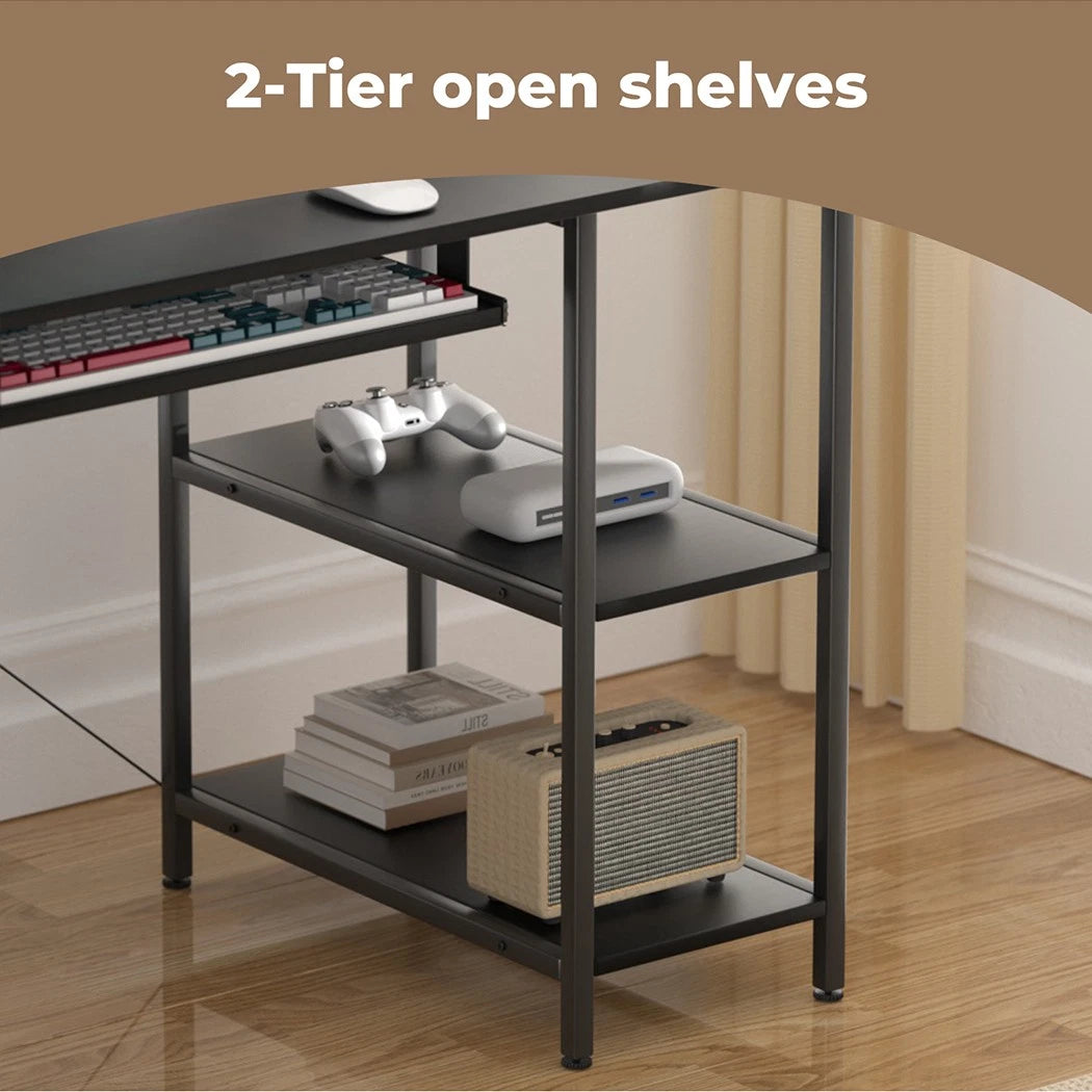 Levede Computer Desk Home Office Study Table Monitor Stand Keyboard Tray Black