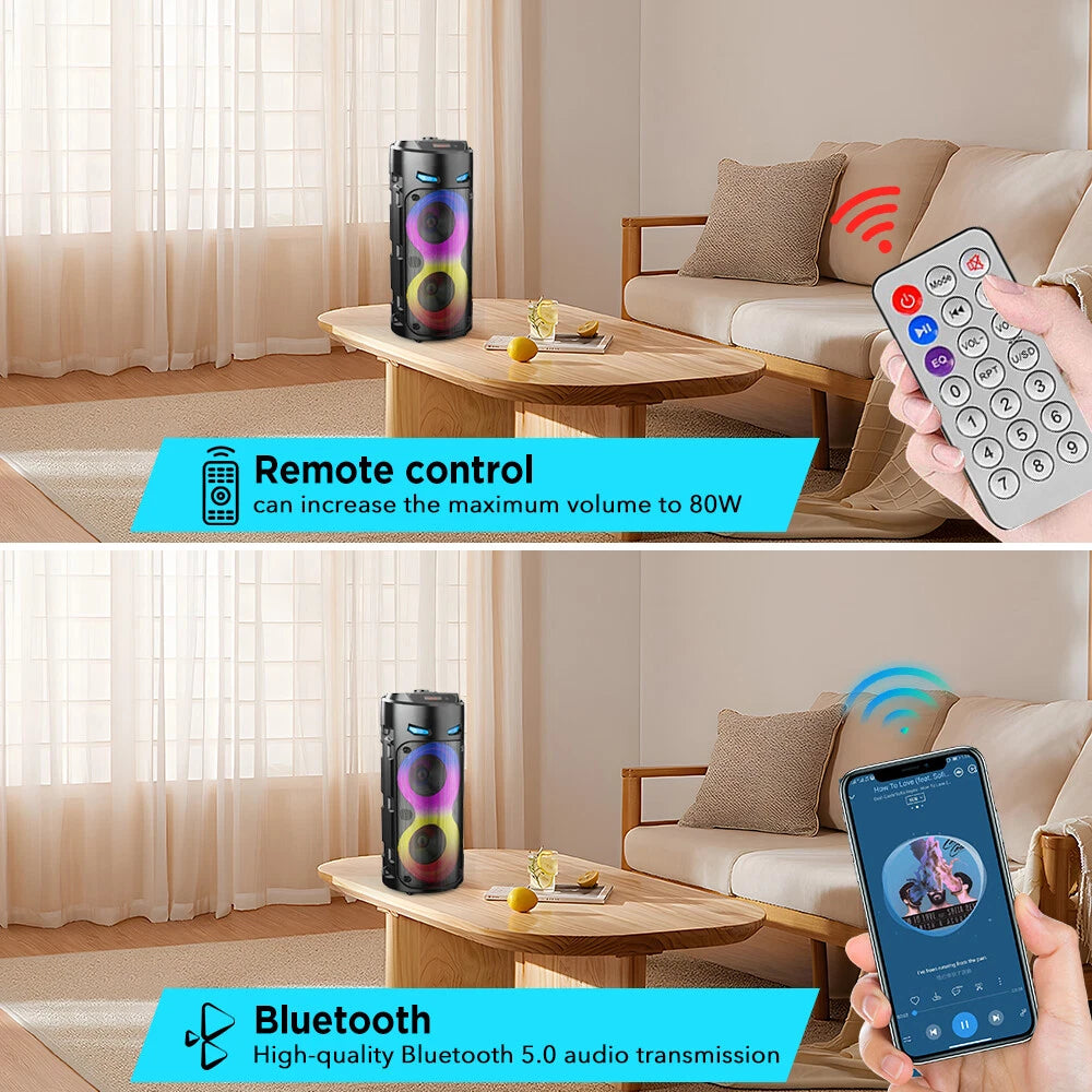 Portable Bluetooth Party Speaker Sub Woofer Heavy Bass 2000W Sound System & MIC