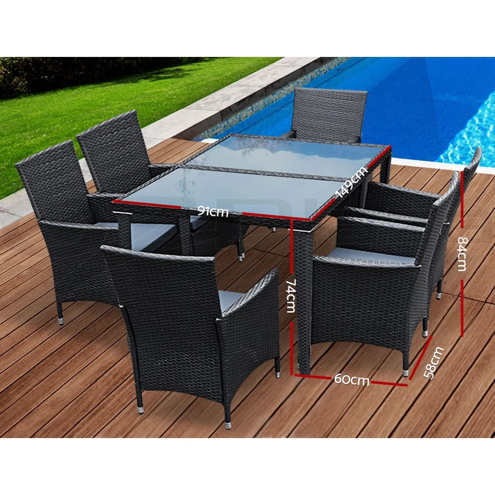 Gardeon 7 PCS Outdoor Dining Set Table & Chairs Patio Furniture Lounge Setting
