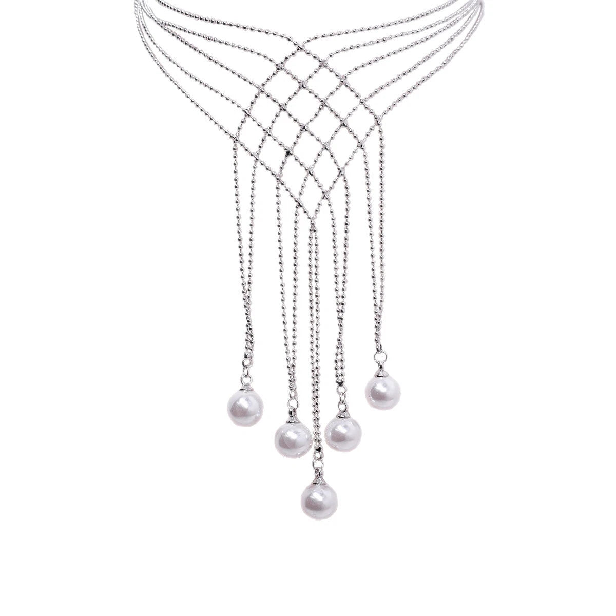 Hollow Imitation Pearl Fringe Multi Layer Necklace Fashion Jewellery for Women