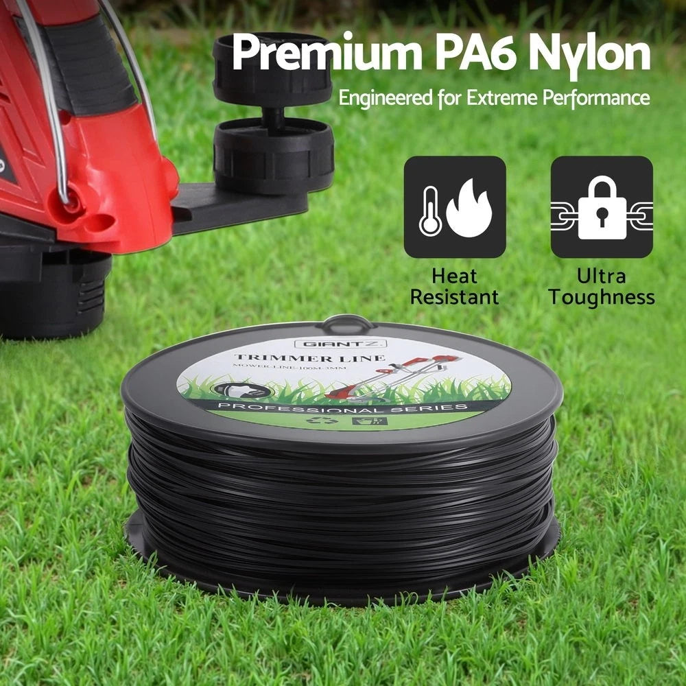 Giantz 100M Whipper Snipper Trimmer Line 3.0mm Star PA6 Nylon String Cord Black