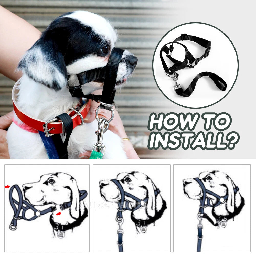 Dog Training Head Collar Halter Stop Pulling Training Tool Harness Strap Leader