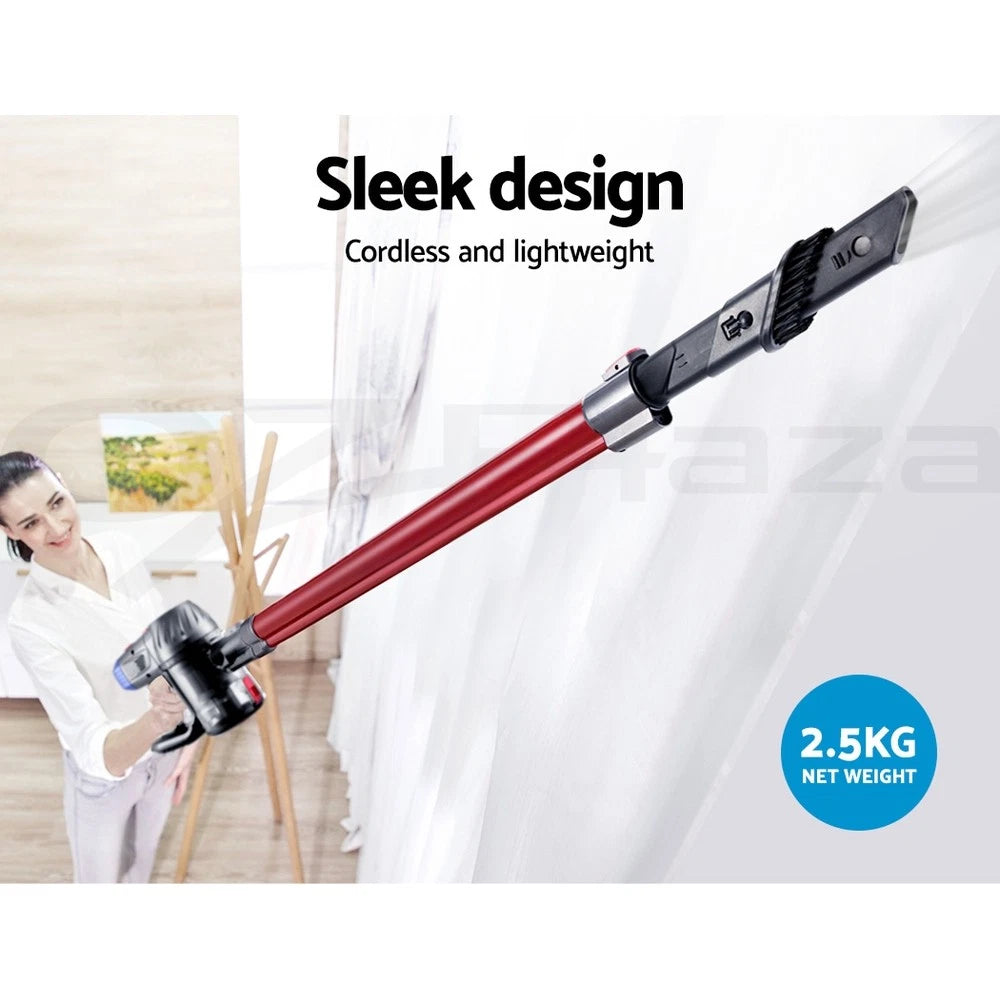 Devanti Stick Vacuum Cleaner Handstick Vac Bagless Handheld Cordless 150W Red